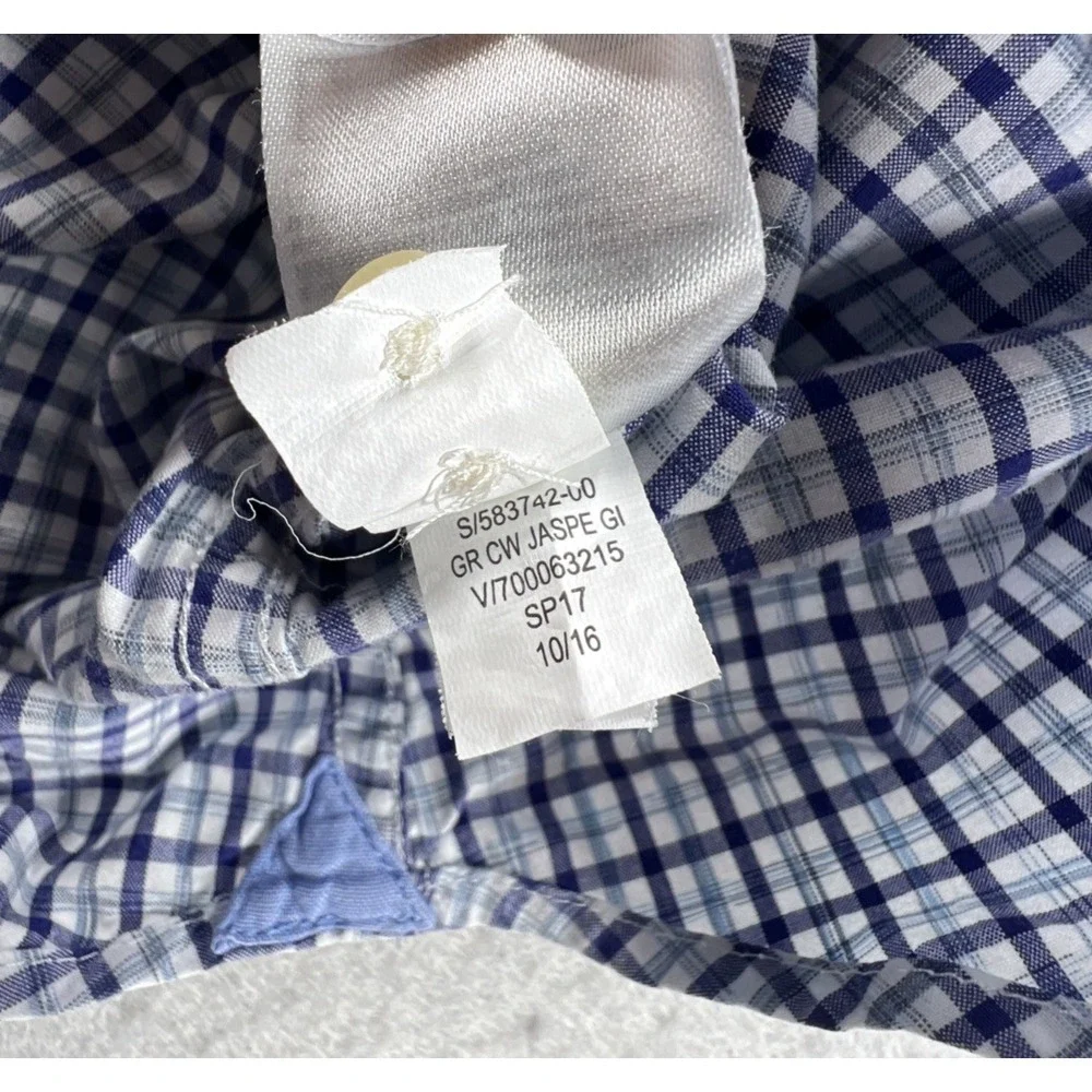 Banana Republic Navy Blue & Green Check Grant Fit Button Down Shirt Mens Medium